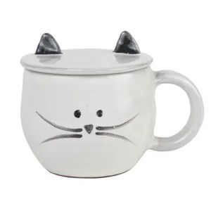 Handmade Cat Mug Hand Crafted Ceramic Collectible Whimsical Kitty Folk Art Cup